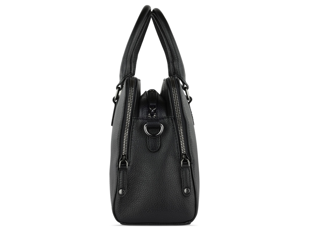 Сумка женская BUGATTI ЭЛЬЗА | ELSA, чёрная, воловья кожа/полиэстер, 32х13х22 см