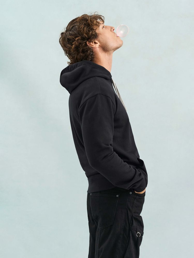 Худи унисекс Cameron, темно-синее с серым, размер 3XL