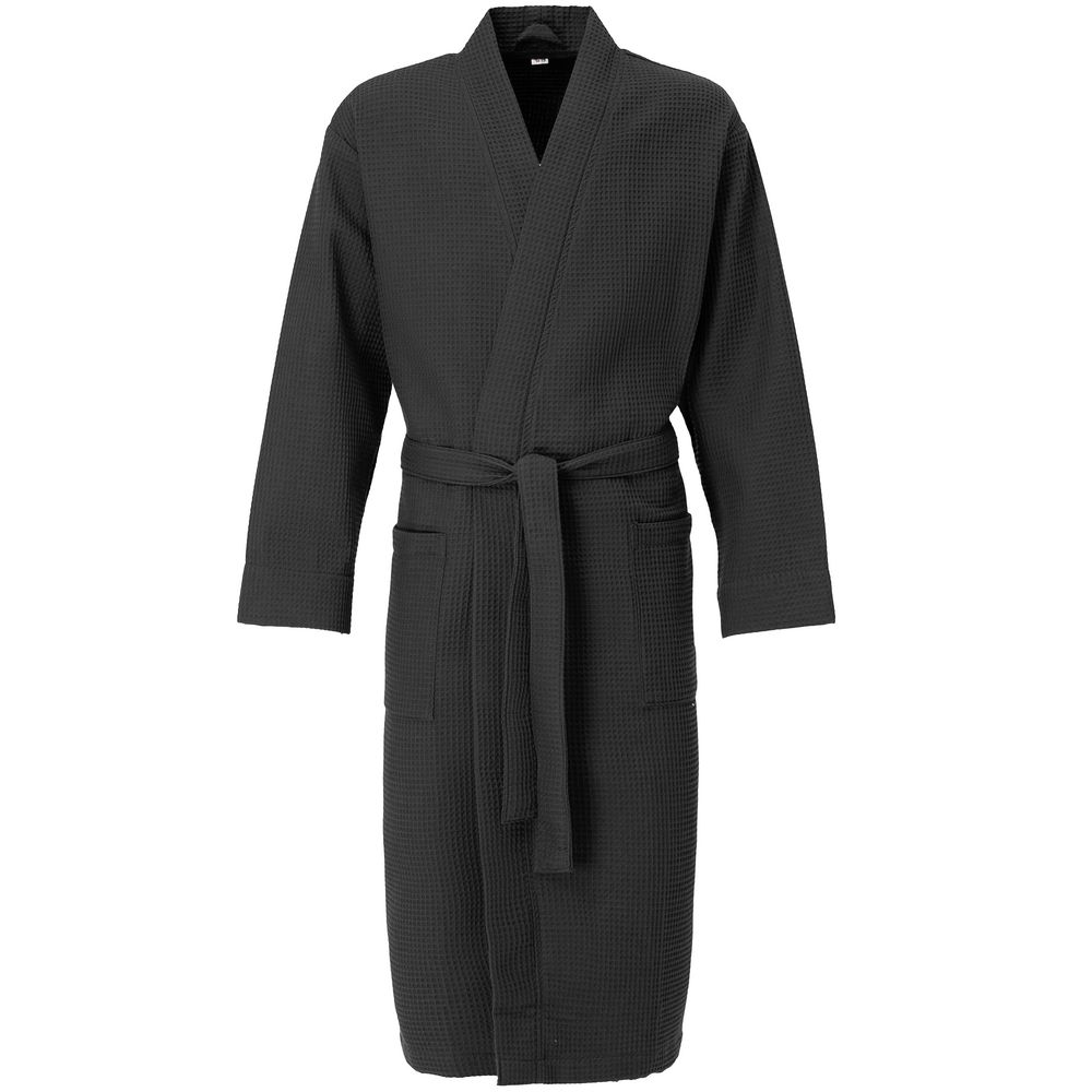 Халат вафельный Kimono, черный, размер XL/XXL
