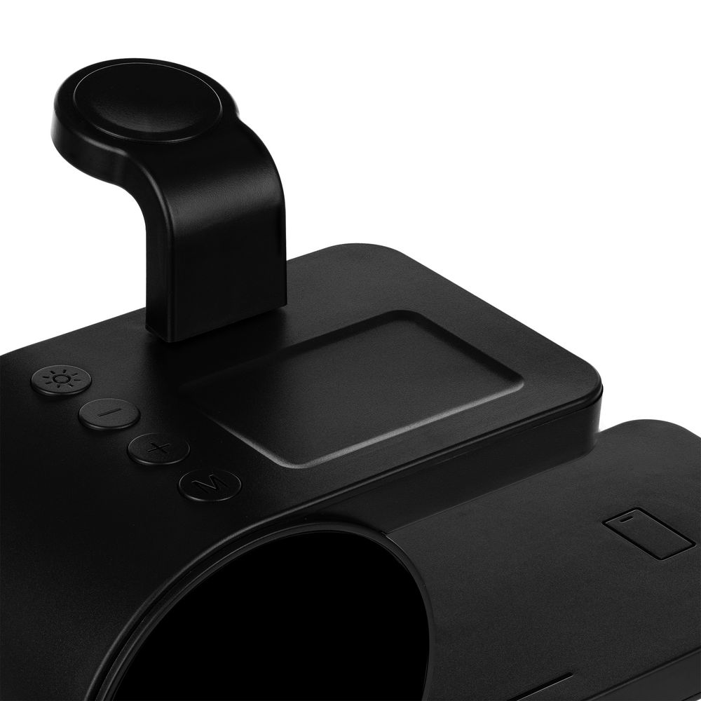 Станция беспроводной зарядки с часами fullStack — пример нанесения логотипа (Indivo) | Print Logo