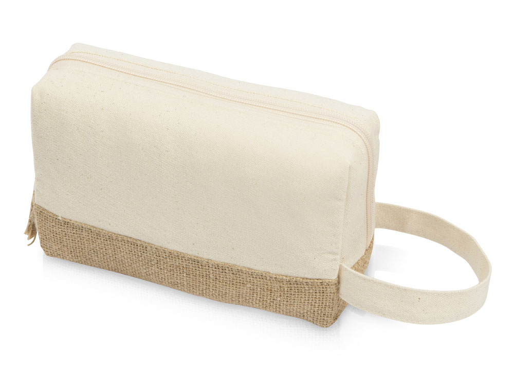 Косметичка Jute с ручкой из хлопка и джута с логотипом  | Print Logo