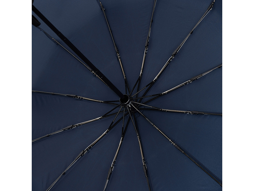 Зонт складной мужской TORBER, автомат, 3 сложения, синий, каркас сталь/файбергласс, эпонж, пластиковая ручка, диаметр 103 см