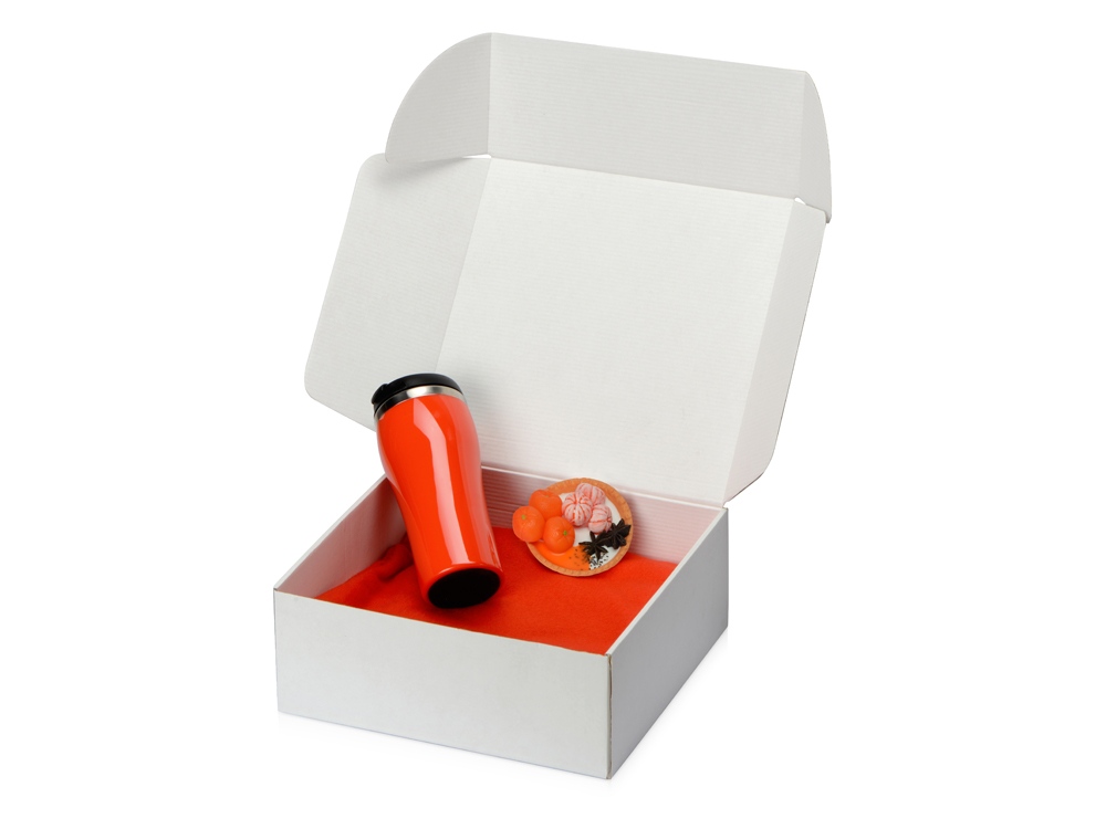 Подарочный набор с пледом, мылом и термокружкой, красный