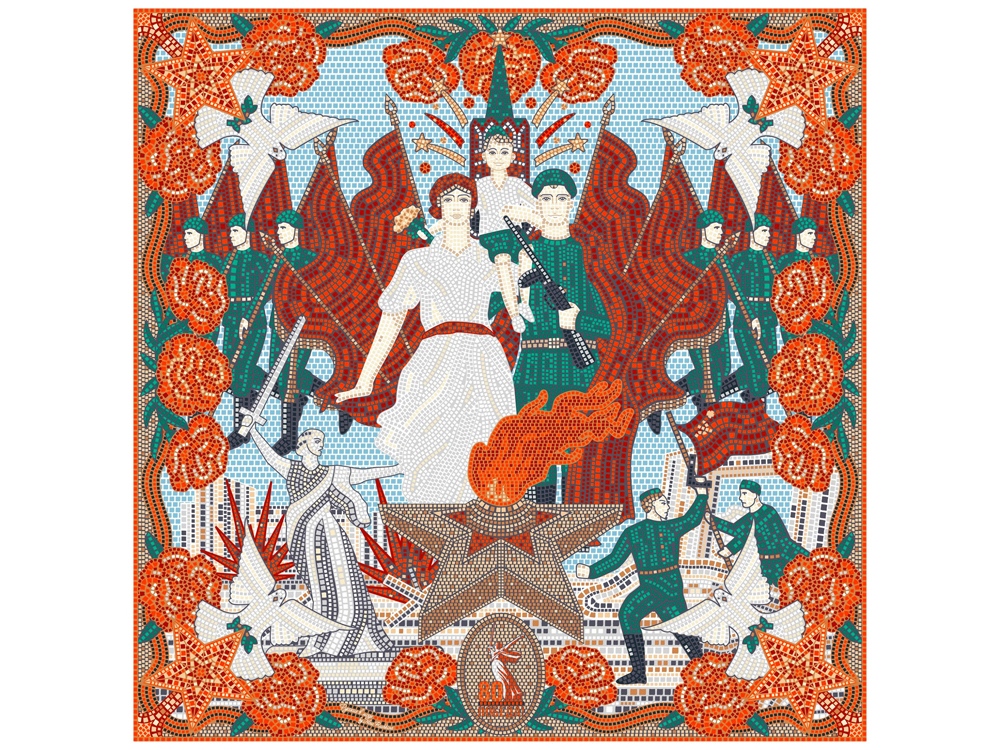 Платок 80 лет Великой Победы с логотипом Русские в моде | Print Logo