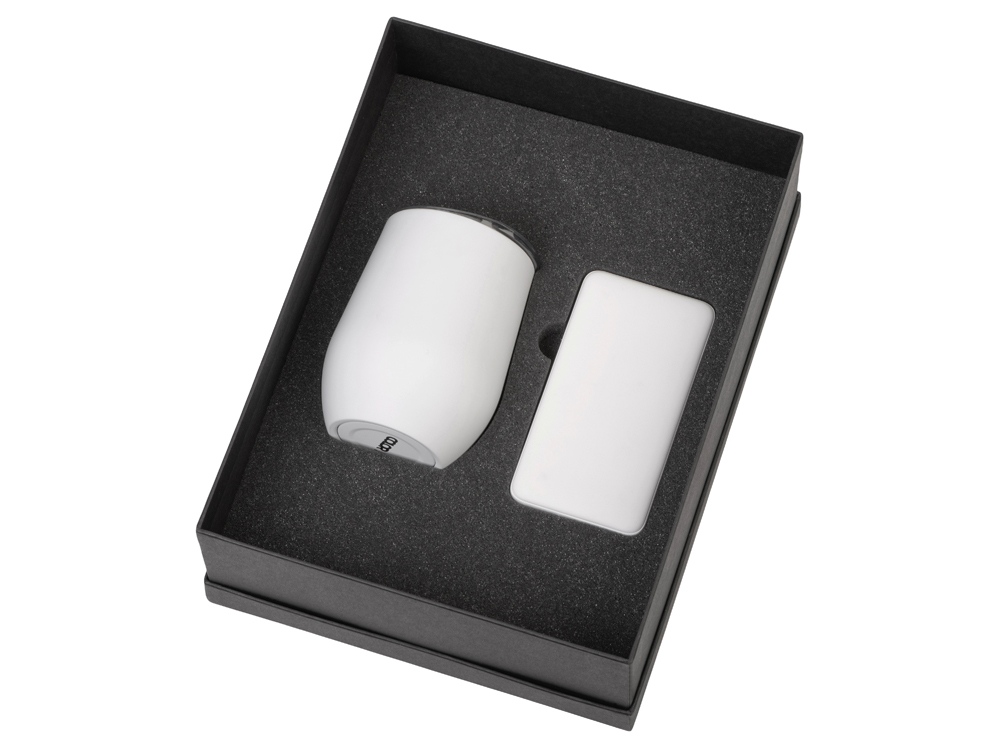 Подарочный набор с термокружкой и повербанком С1, 5000 mAh, белый