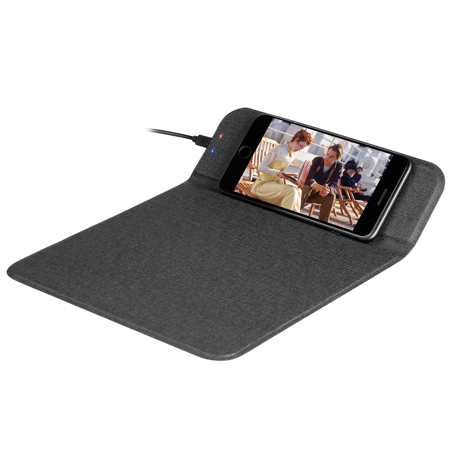 Коврик для мыши с беспроводным зарядным устройством 15W Онор (Honor), синий фото на сайте Print Logo.