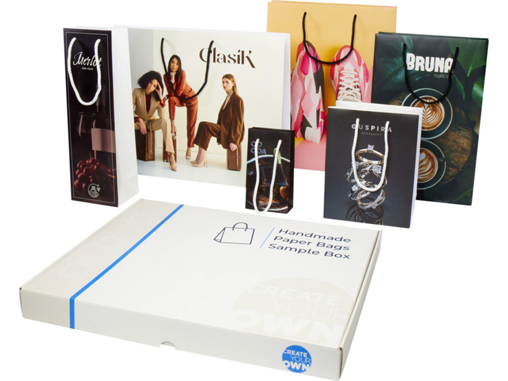 Набор бумажных сумок ручной работы с логотипом  | Print Logo