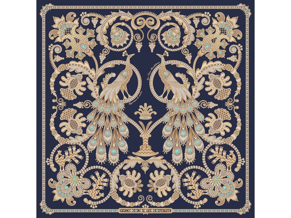 Платок Русское золотное шитьё с логотипом Русские в моде | Print Logo