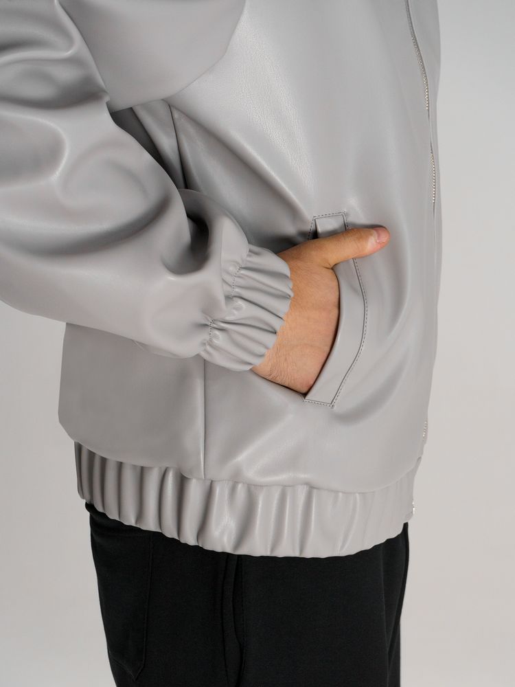 Бомбер из искусственной кожи Univer, серый, размер XL/XXL