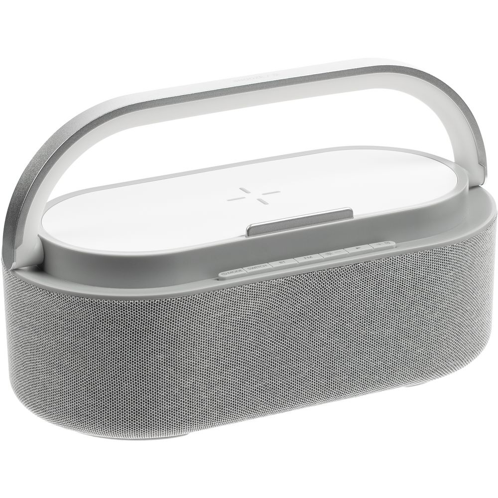 Колонка с часами и беспроводной зарядкой Veske фото на сайте Print Logo.