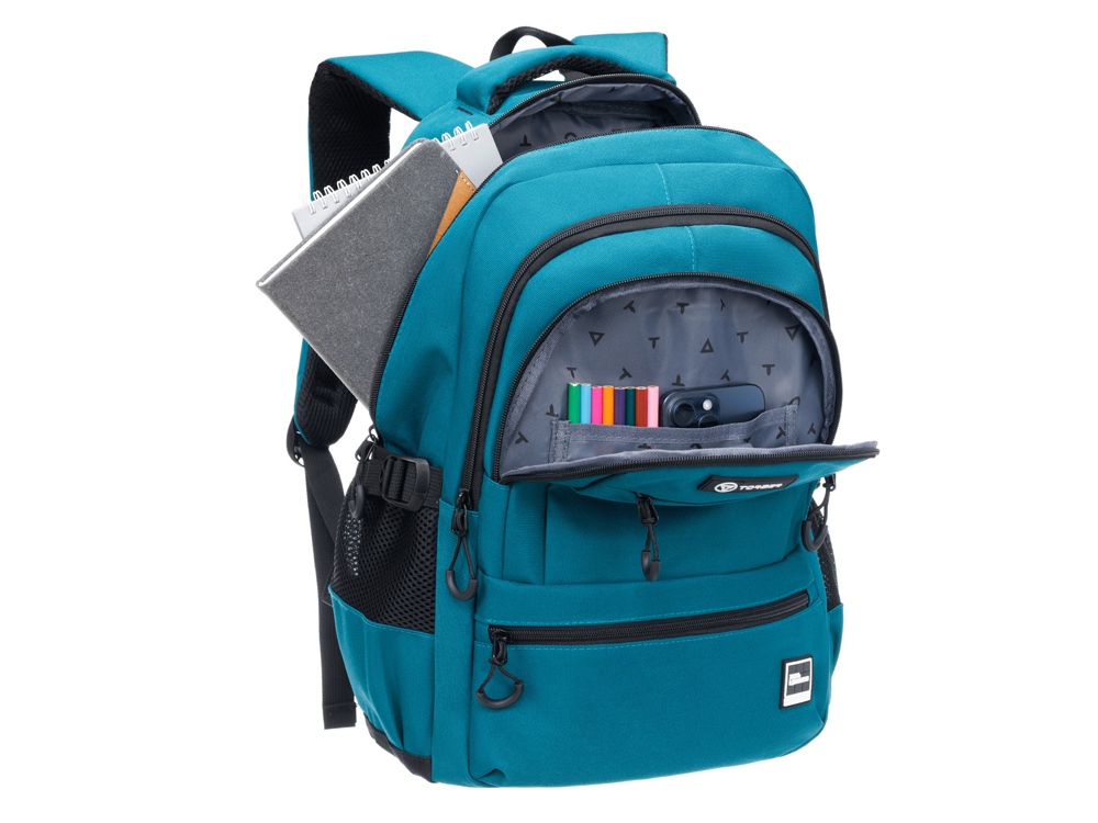 Рюкзак TORBER КЛАСС, зелёный, 46 х 32 х 13 см + Мешок для сменной обуви в подарок!