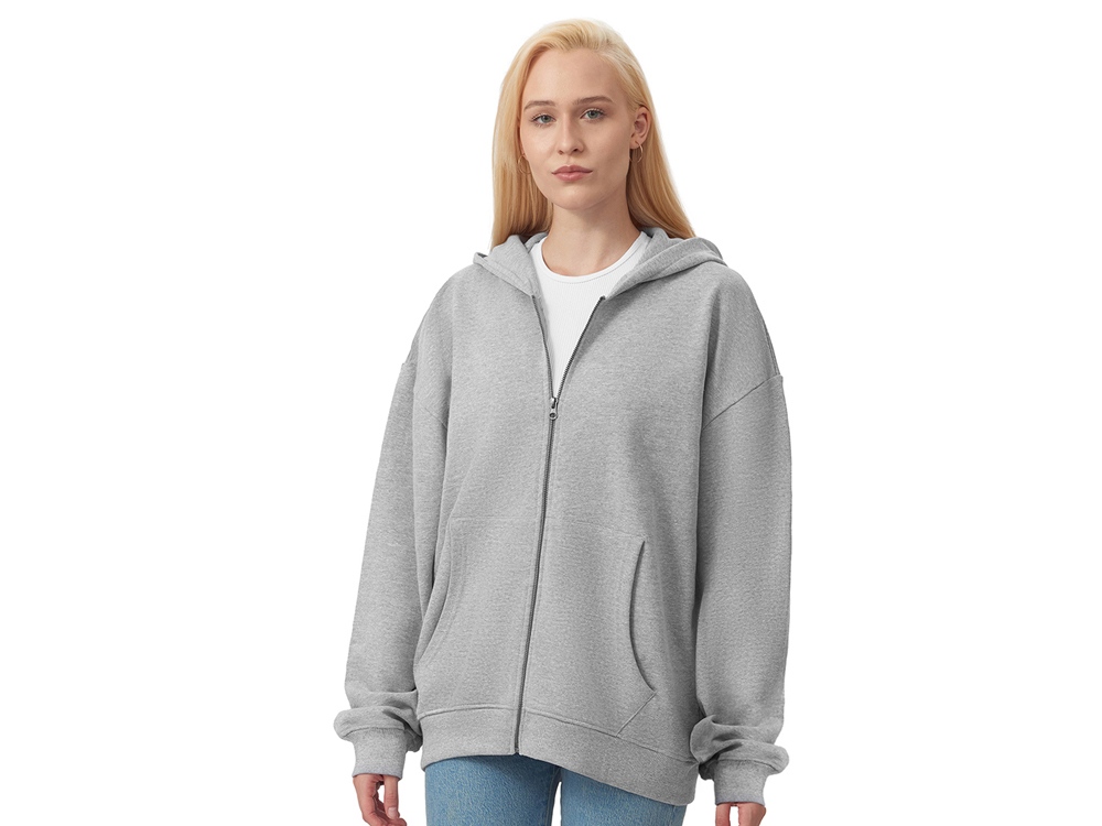 Толстовка оверсайз с капюшоном на молнии Monaco, серый меланж