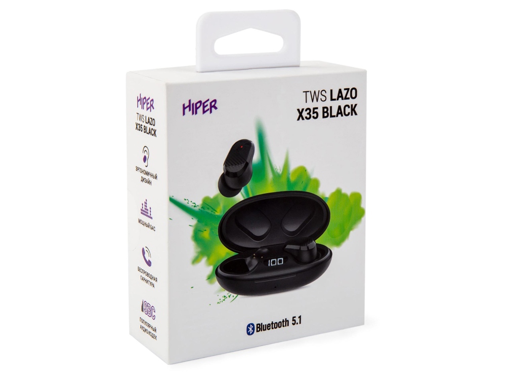 Наушники HIPER TWS Lazo X35 Black (HTW-LX35) Bluetooth 5.0 гарнитура, Черный (Р)