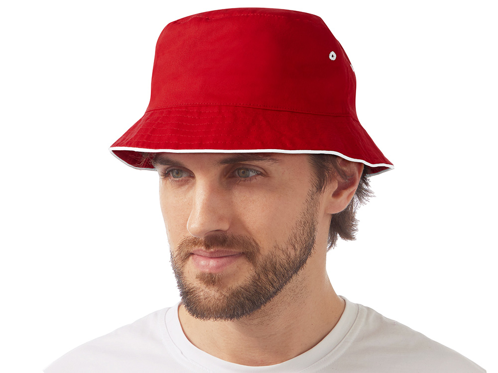 Панама с контрастной окантовкой , красный/белый