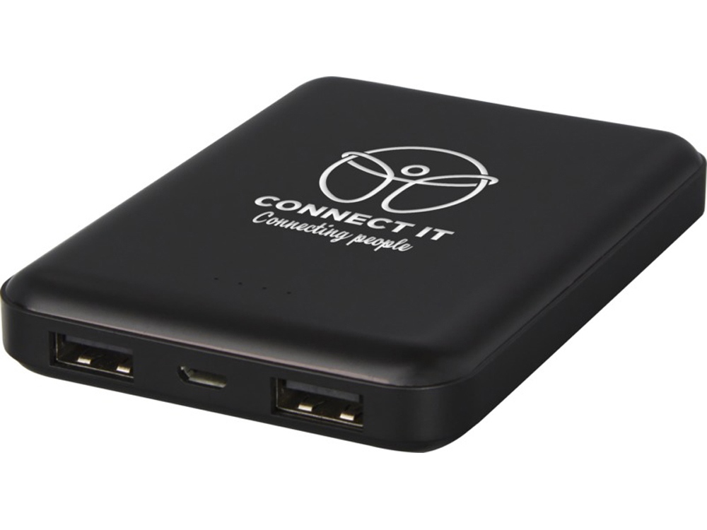 Gleam Ультратонкое портативное зарядное устройство с подсветкой емкостью 5000 мАч, черный