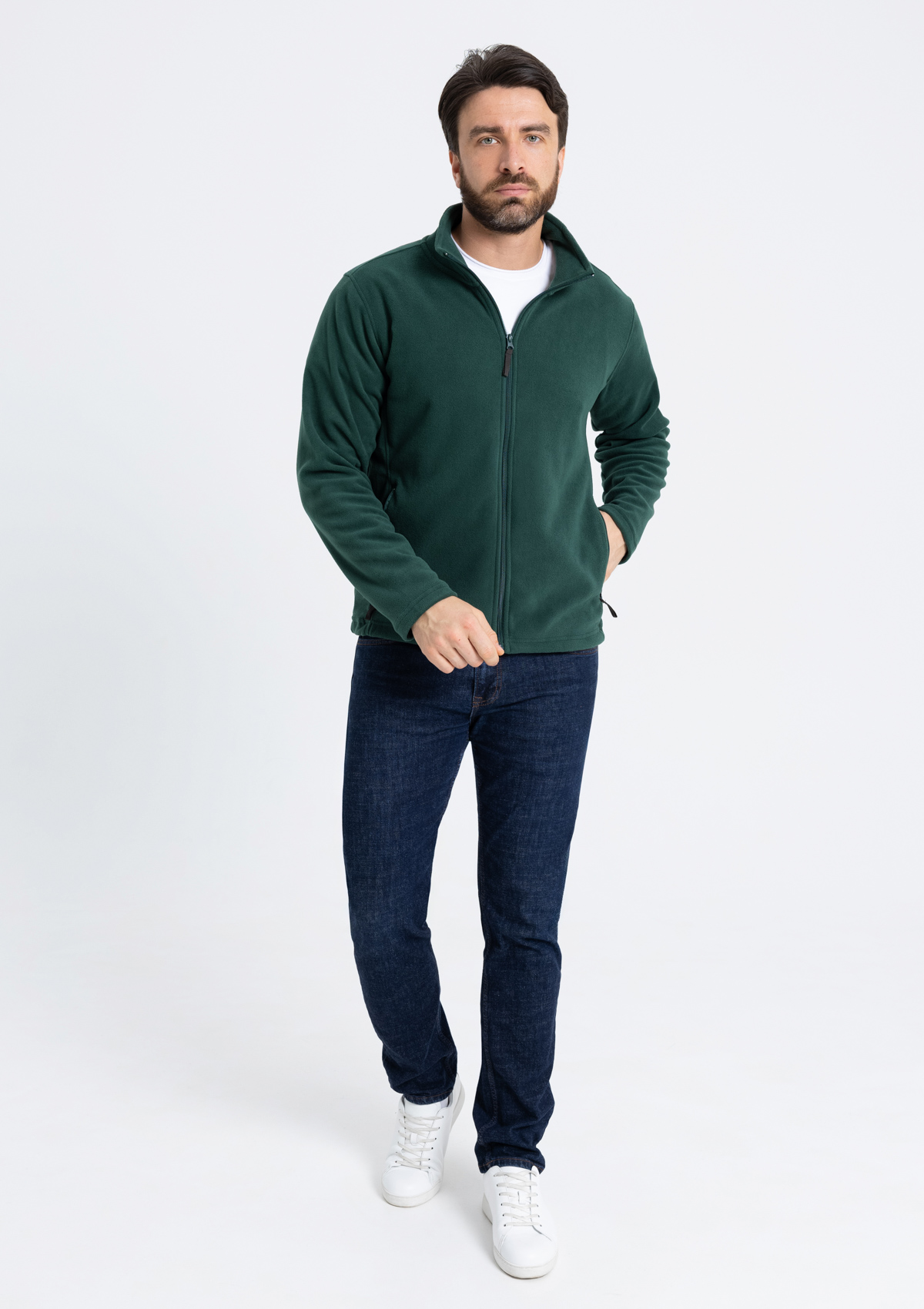 Толстовка унисекс STAN на молнии микрофлис 200, 21, Тёмно-зелёный,  (130)  (54/XXL)