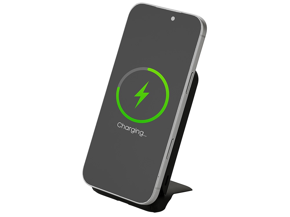 Беспроводной внешний аккумулятор с подсветкой лого и подставкой Magflash, 10000 мАч, 15 Вт, черный
