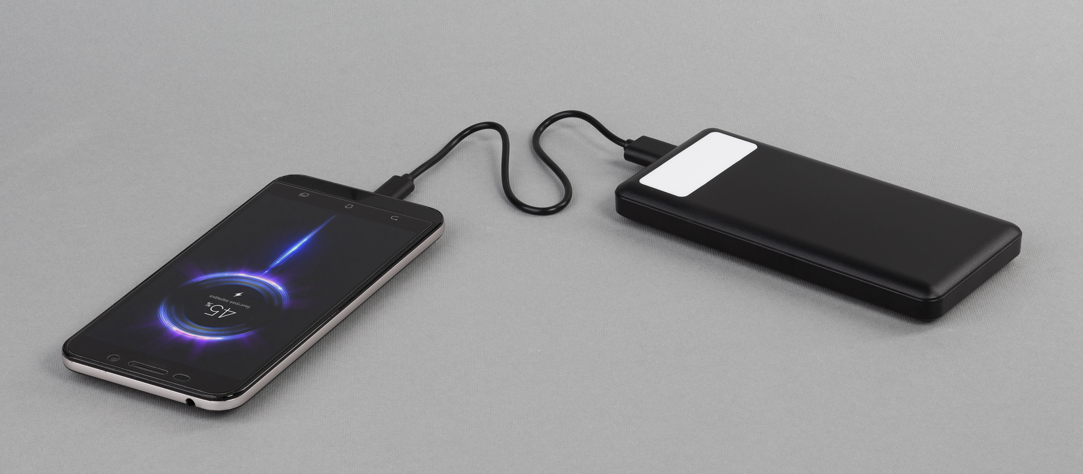 Зарядное устройство "Lumos" 10000 mAh с фонариком, черный, черный