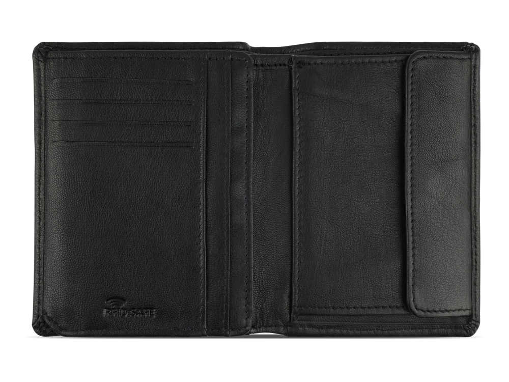 Портмоне BUGATTI Bomba, с защитой данных RFID, чёрное, кожа/полиэстер, 10х2х12,5 см