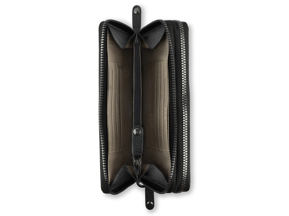 Кошелёк женский BUGATTI ЭЛЬЗА | ELSA, с защитой данных RFID, чёрный, воловья кожа/полиэстер, 19х3х10,5 см