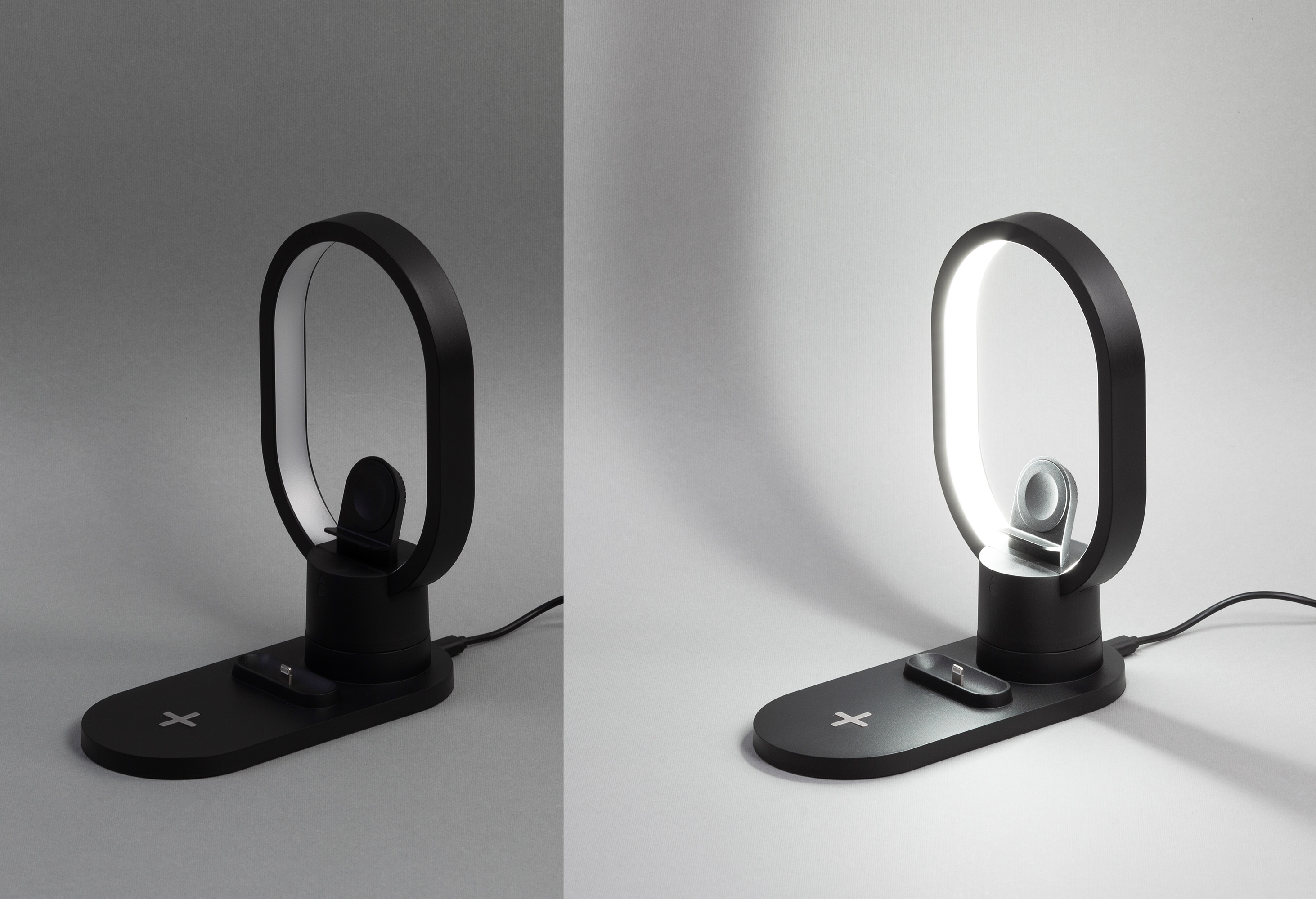 Настольная беспроводная (15W) зарядная станция "Starship" с лампой, черный