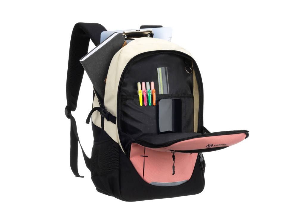 Рюкзак TORBER КЛАСС, персиковый, 46 x 32 x 18 см + Мешок для сменной обуви в подарок!