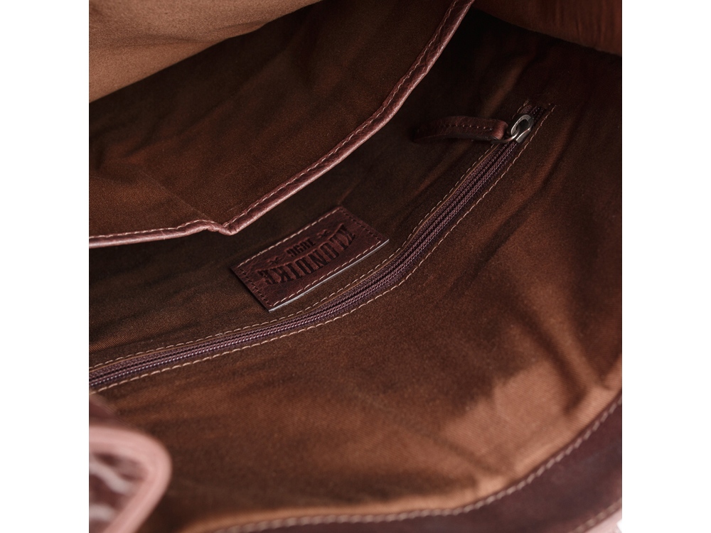 Рюкзак-сумка KLONDIKE DIGGER Mara, натуральная кожа в темно-коричневом цвете, 32,5 x 36,5 x 11 см