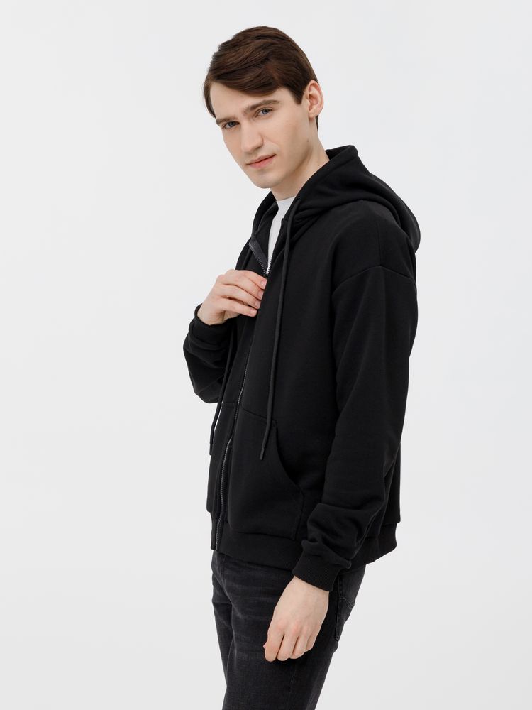Толстовка унисекс оверсайз на молнии Zippy Terry, черная, размер XL/XXL