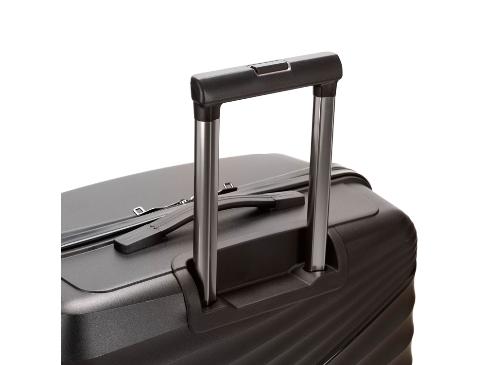 Чемодан TORBER НЕВО, чёрный, полипропилен, 49 х 28 х 76 см, 95 л