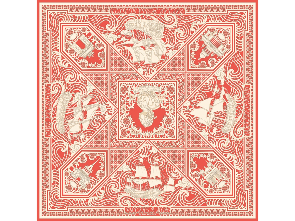 Платок Русская резьба по кости с логотипом Русские в моде | Print Logo