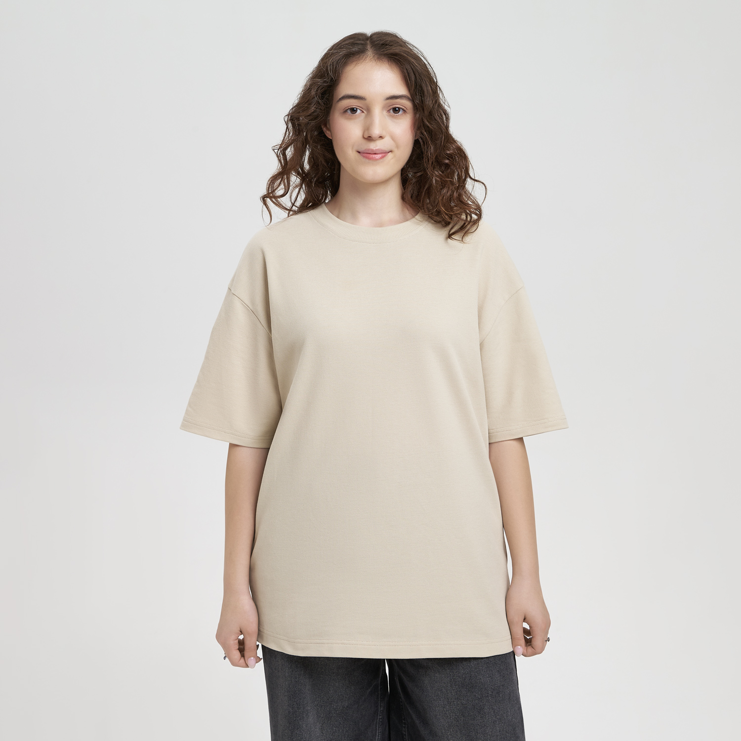 Футболка унисекс премиум Аура (Aura), 100% хлопок 200гр. бежевый, размер M/L