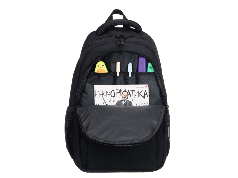 Рюкзак TORBER КЛАСС, черный, полиэстер 900D, 45 x 30 x 18 см + Мешок для сменной обуви в подарок!