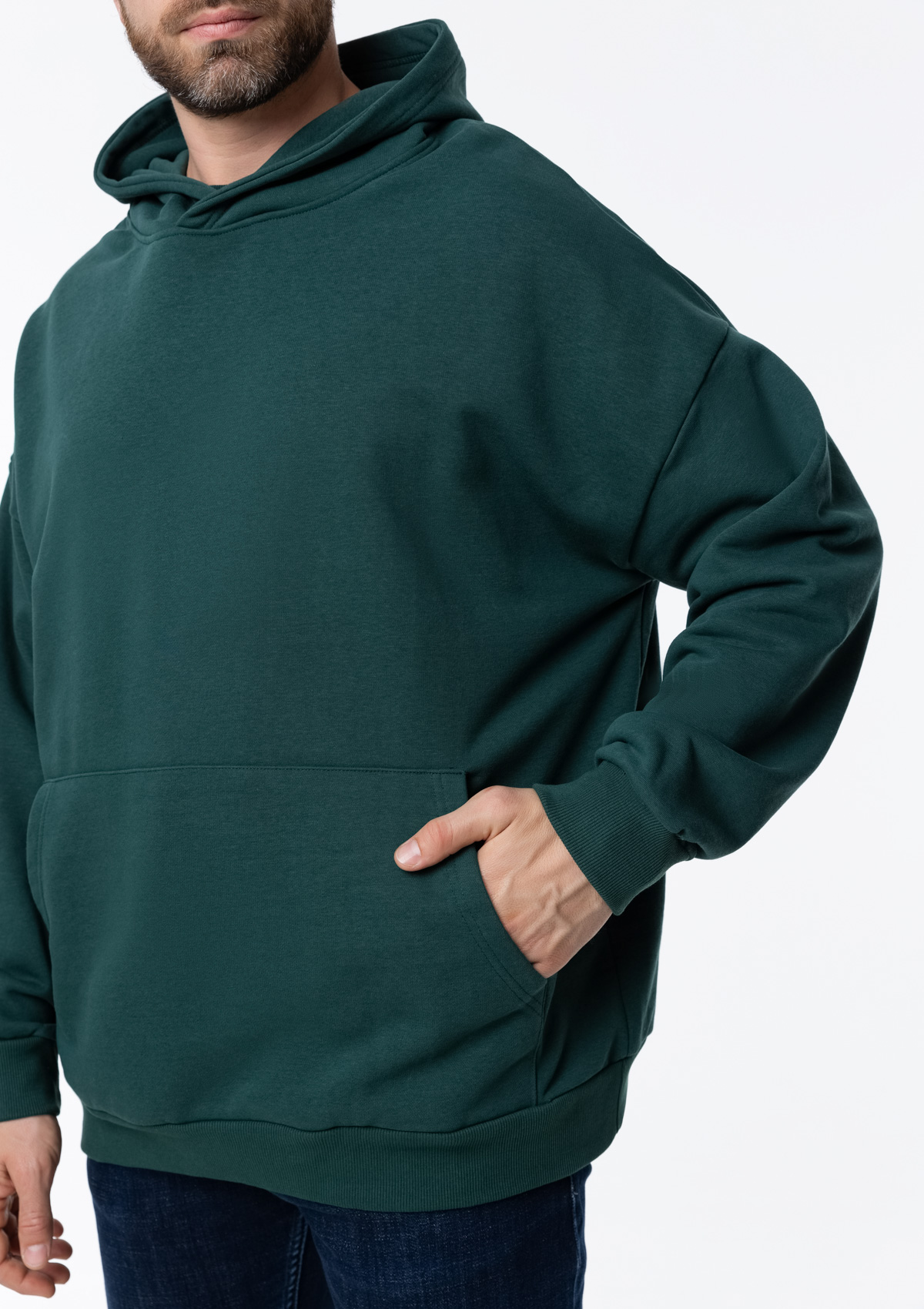 Худи унисекс STAN оверсайз футер без начёса 350, 66, Тёмно-зелёный,  (130)  (44/XS)