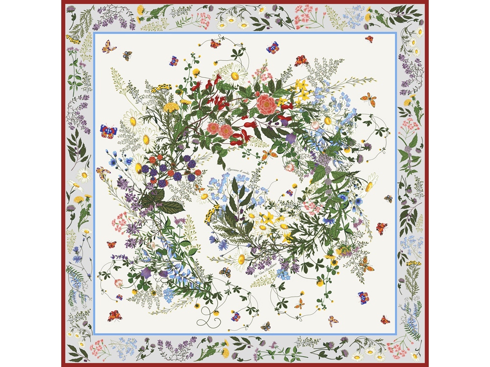 Платок Русский полевой букет с логотипом Русские в моде | Print Logo