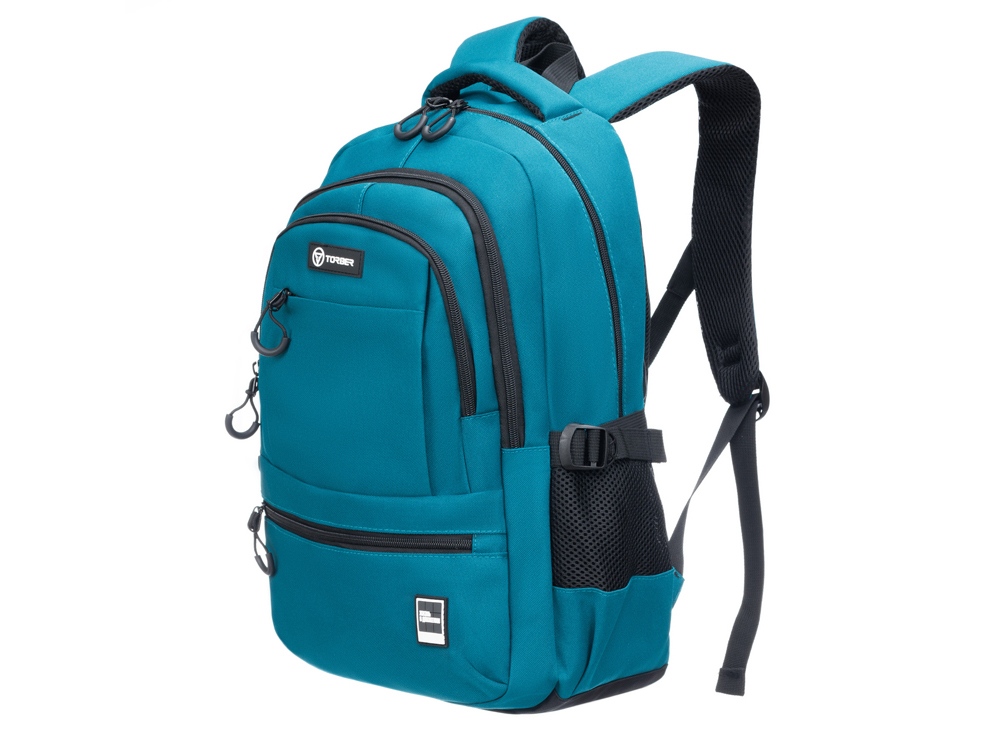 Рюкзак TORBER КЛАСС, зелёный, 46 х 32 х 13 см + Мешок для сменной обуви в подарок!