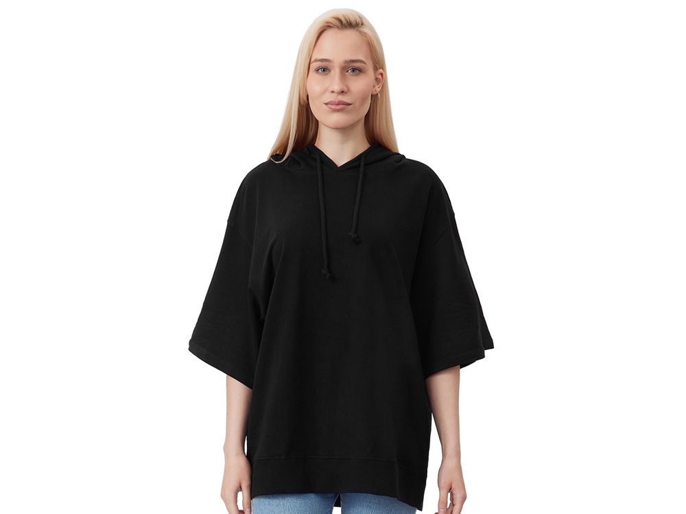 Худи оверсайз с коротким рукавом Warsaw унисекс, черный