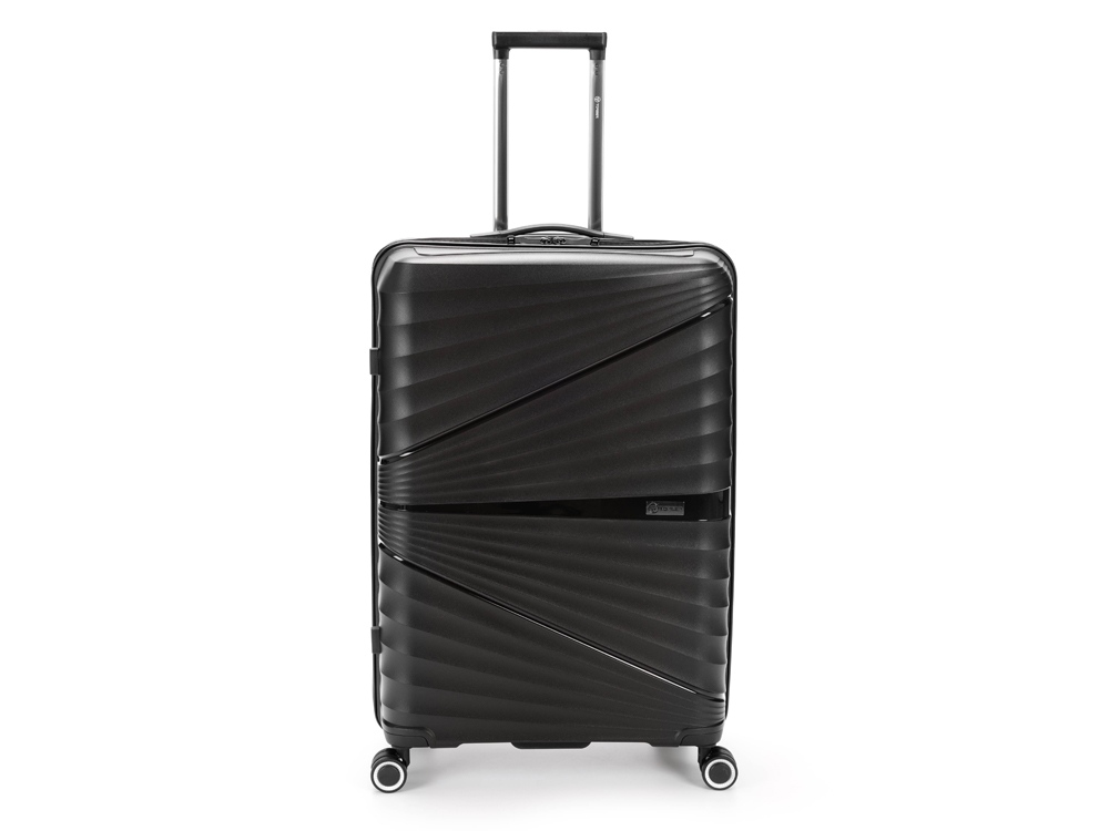 Чемодан TORBER НЕВО, чёрный, полипропилен, 49 х 28 х 76 см, 95 л