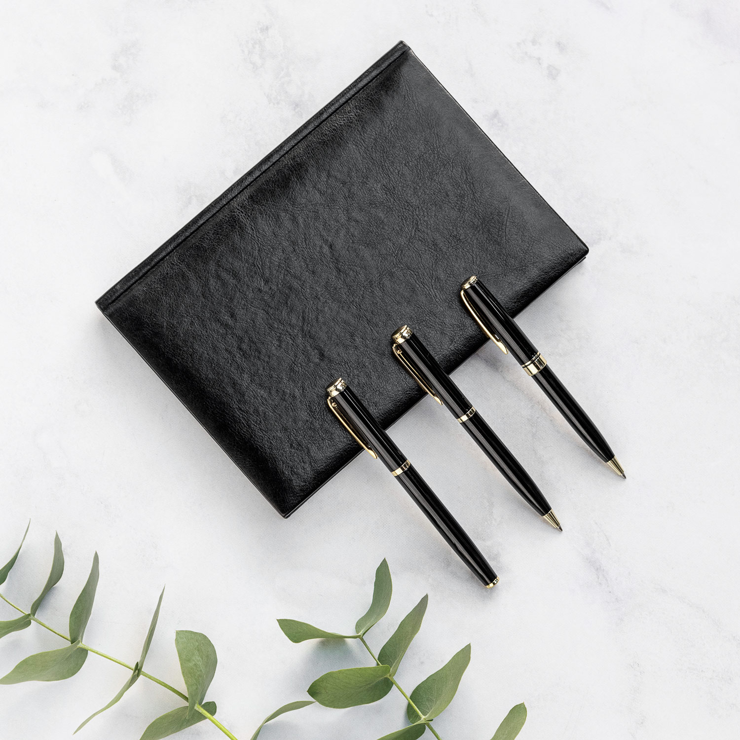 Ручка-роллер Соната (Sonata), черная/позолота