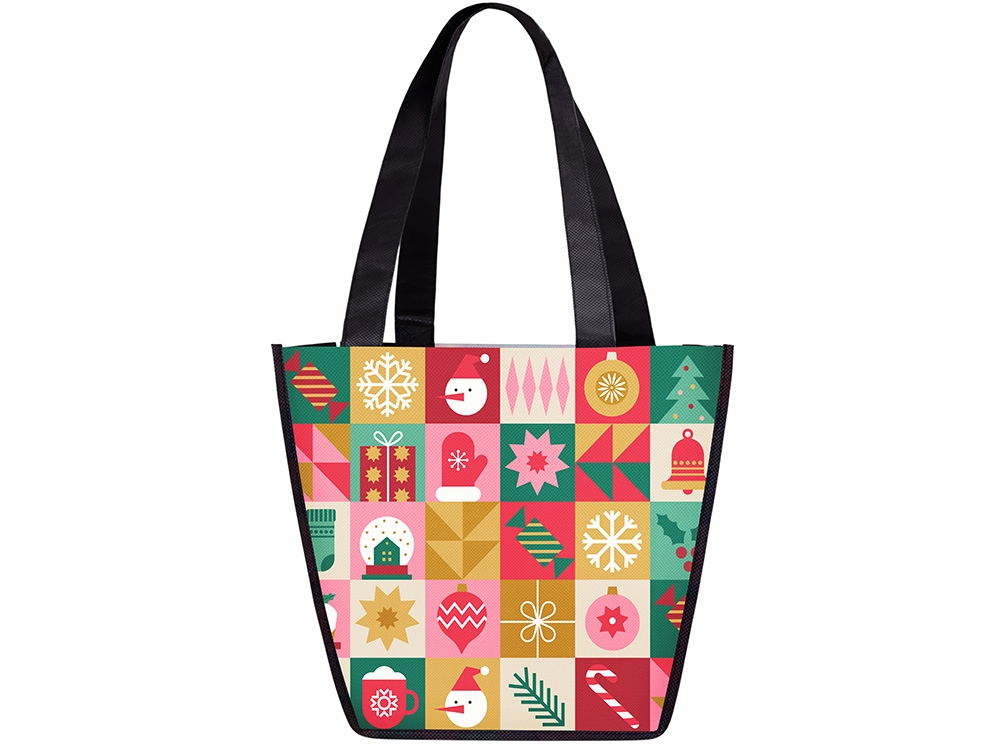 Сумка для шопинга с донной складкой и ручкой из PET ткани, 20.32*30.48*25.4 см