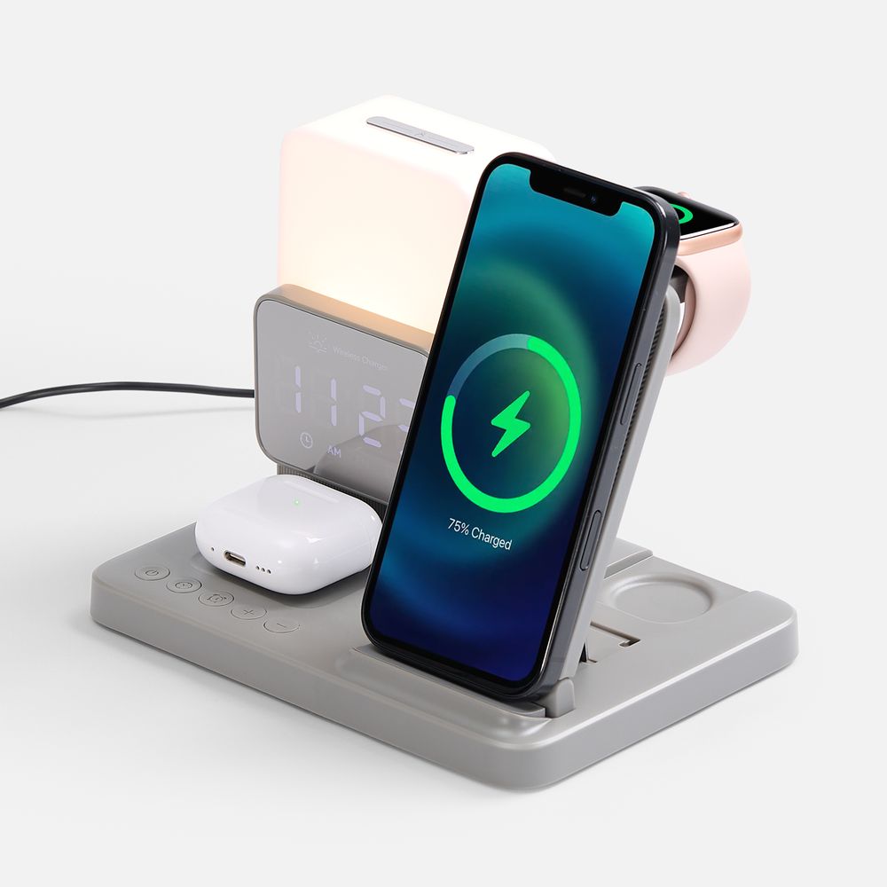 Зарядная станция с электронными часами и подсветкой Large Charge ver.3 с логотипом Molti | Print Logo