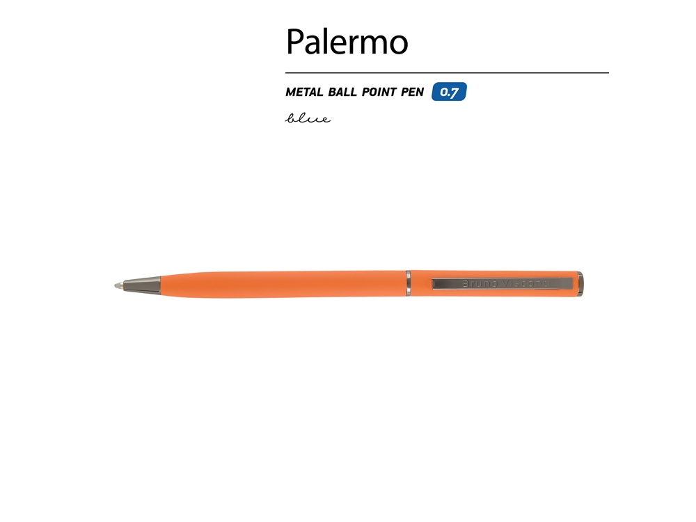 Ручка шариковая автоматическая BrunoVisconti® PALERMO цвет корпуса оранжевый, soft-touch, 0.7 мм