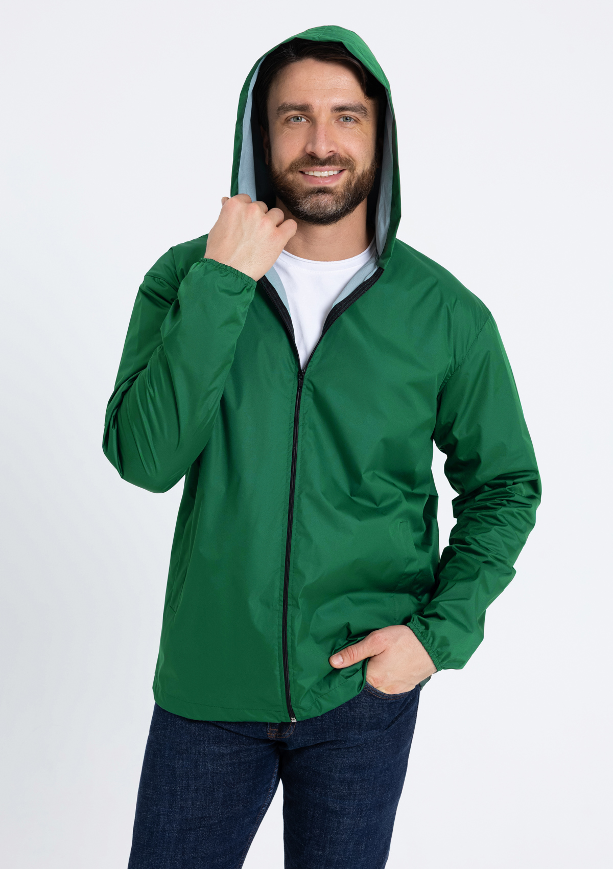 Ветровка унисекс STAN дюспо 210T, 85, 59, Тёмно-зелёный,  (130)  (44/XS)