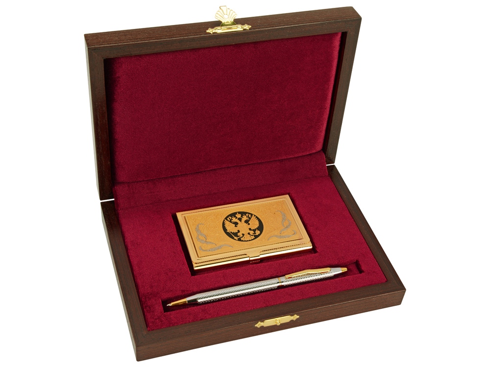 Набор Российский менеджмент: визитница, ручка шариковая с логотипом  | Print Logo