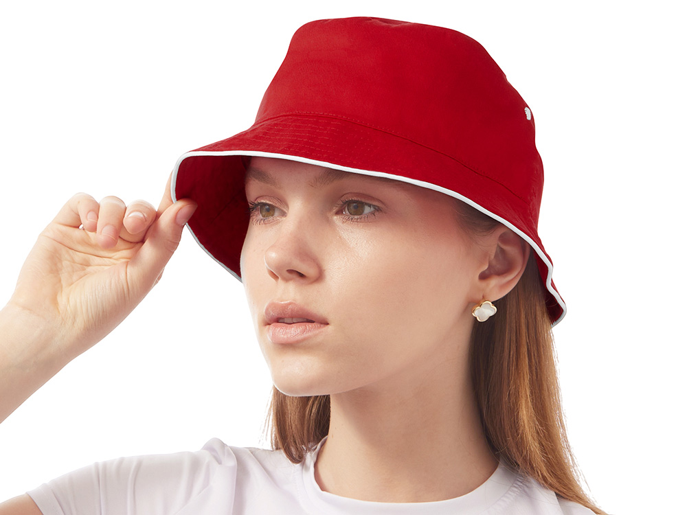 Панама с контрастной окантовкой , красный/белый