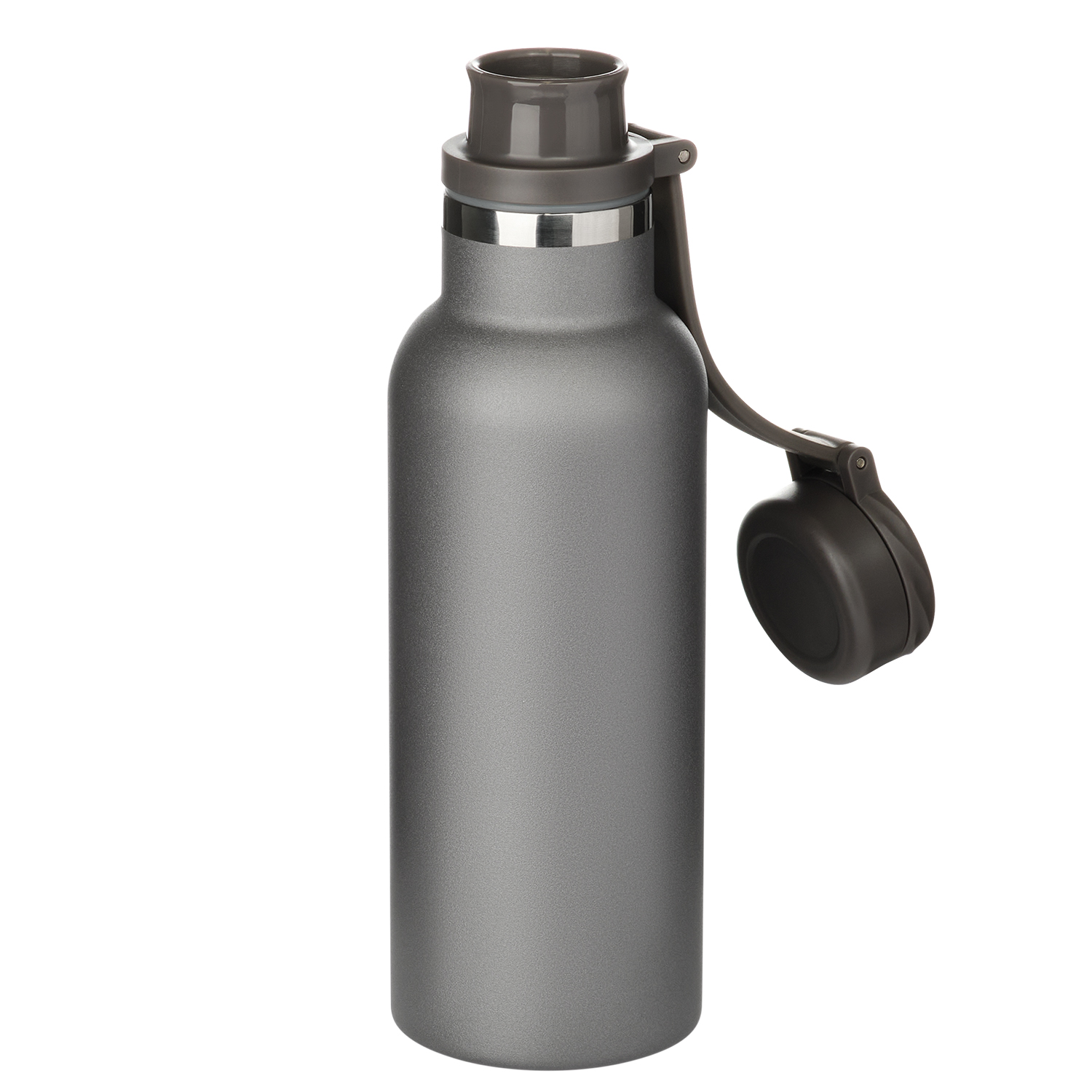 Термобутылка вакуумная герметичная Модена (Modena), черная — пример нанесения логотипа (Portobello Термокружки) | Print Logo