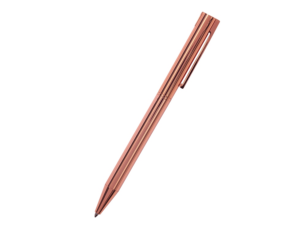 Ручка металлическая шариковая Bergamo, розовое золото с логотипом Bruno Visconti | Print Logo