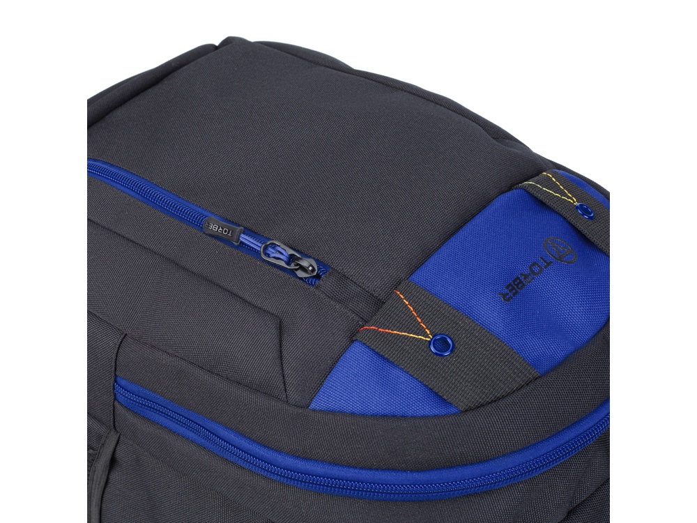 Рюкзак TORBER КЛАСС, черный с синей вставкой, полиэстер 900D, 45 x 32 x 16 см