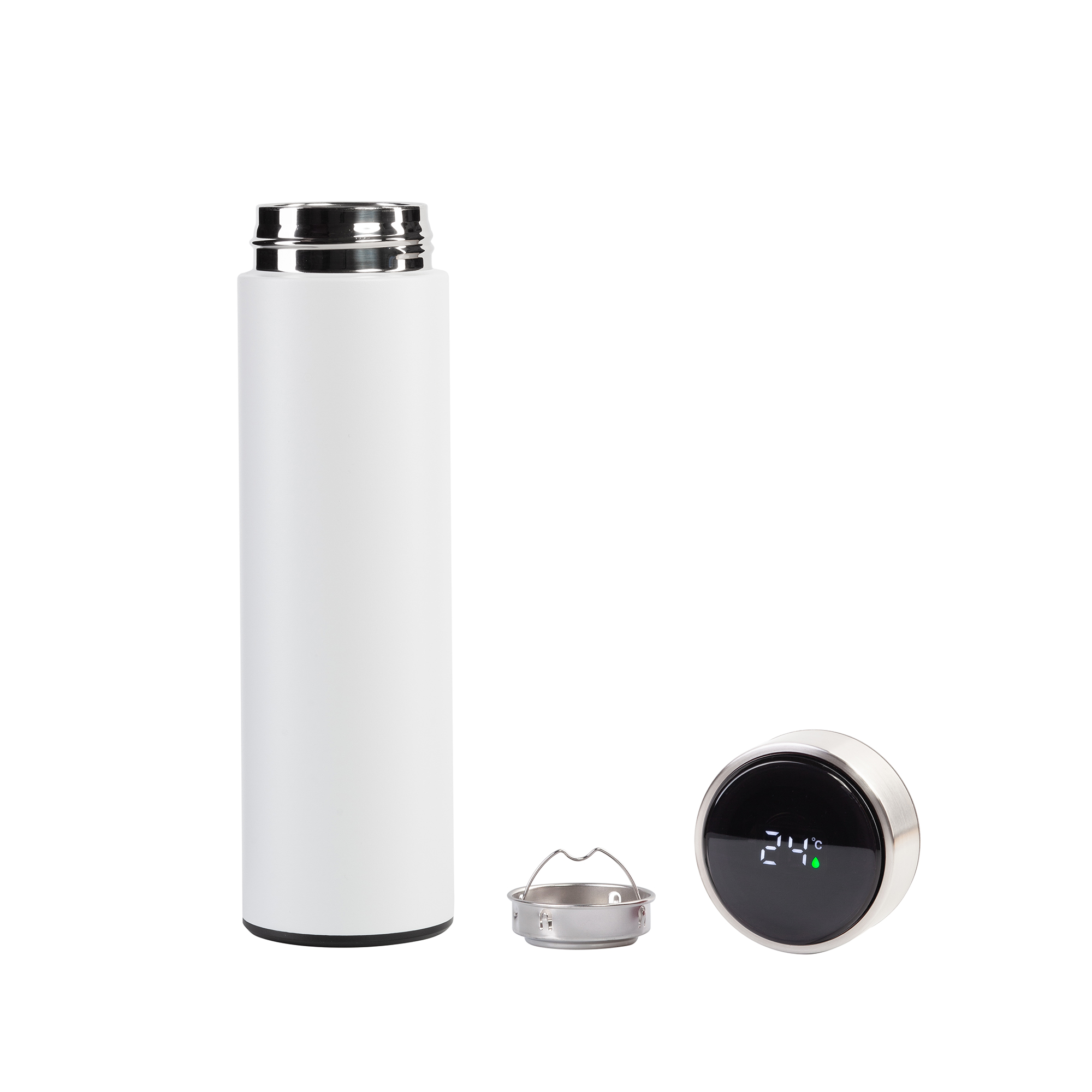 Термос "Бостон silver line" 500 мл с индикацией температуры, пудра фото на сайте Print Logo.