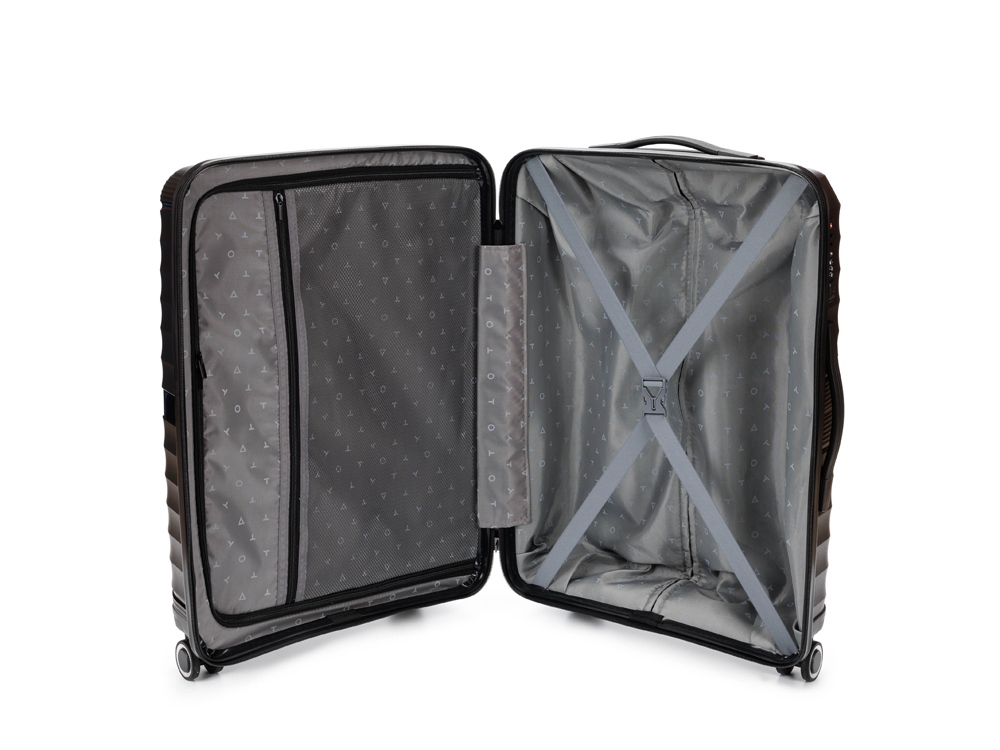 Чемодан TORBER НЕВО, чёрный, полипропилен, 45 х 26 х 66 см, 66 л