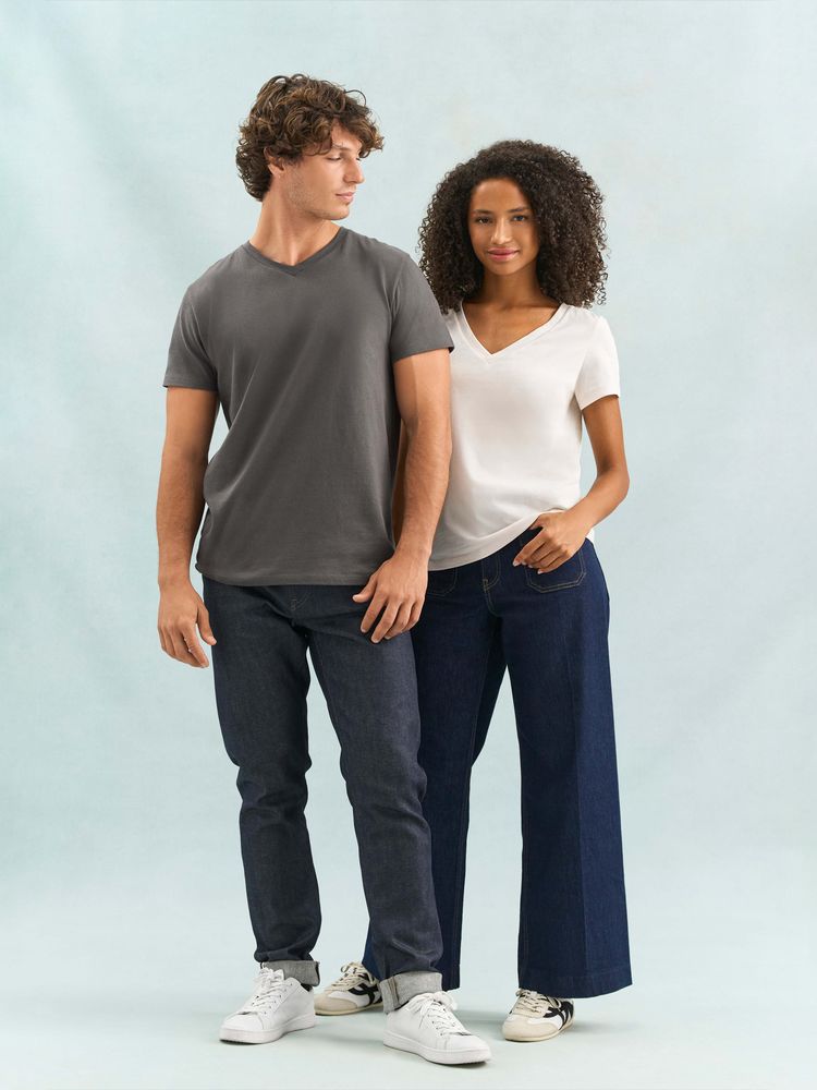 Футболка унисекс Regent с V-образным вырезом, белая, размер 3XL